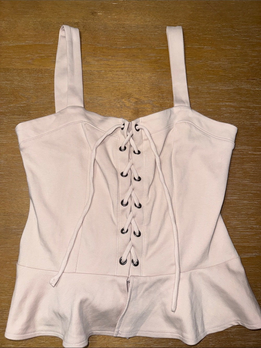 Aeropostale Light Blush Lace-Up Peplum Tank Top